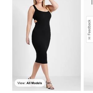 Body Contour Scoop Neck Cutout Sweater Midi Dress